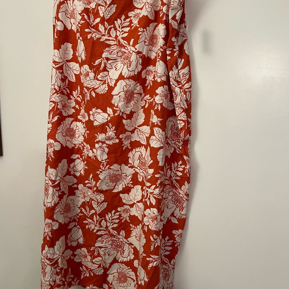 NWT Old Navy linen Floral Maxi Skirt - Red and White